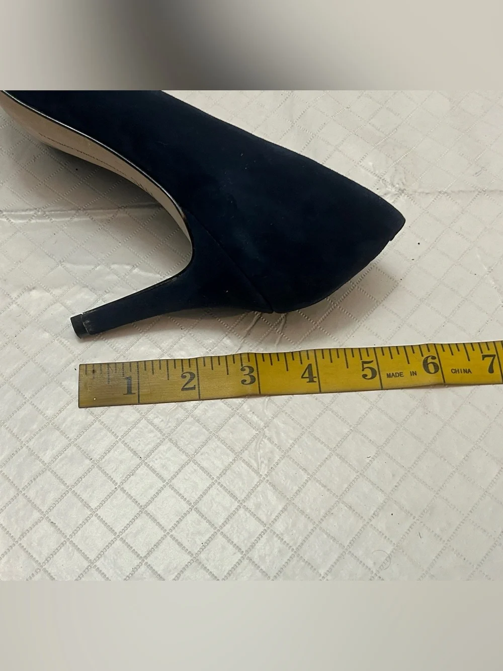 INC International Concepts Navy Suede Pointed Toe Pumps Slim Heel Size 7.5‎